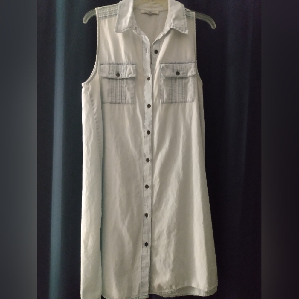 🆓🆓🆓Speed Control NY Blue Faded Chambray Sleeveless Shirt Dress or Tunic